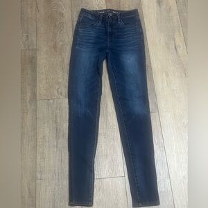 American Eagle Jeans Women’s 0 Blue Super Hi Rise Jegging Stretch Solid Denim